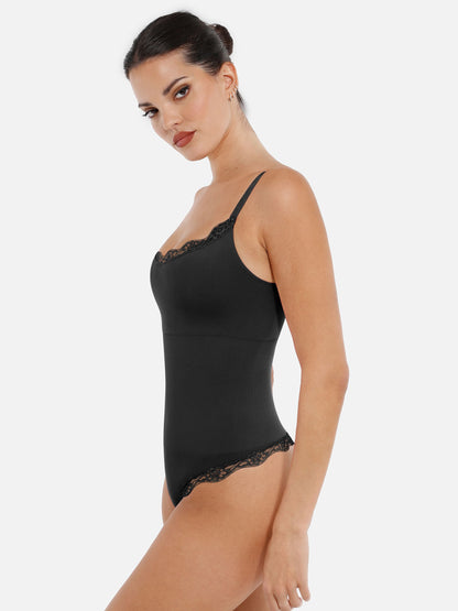 MyCurve Lace Tight-Fit Seamless Thong Shapewear Bodysuit