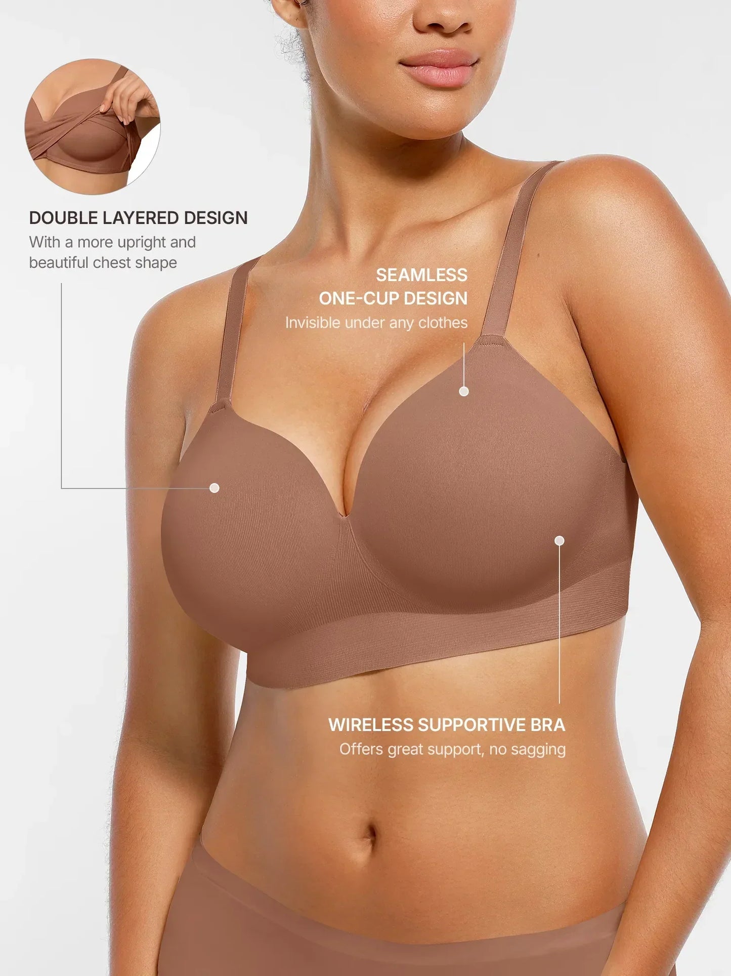 MyCurve Wireless Seamless Push-Up V-neck Bra